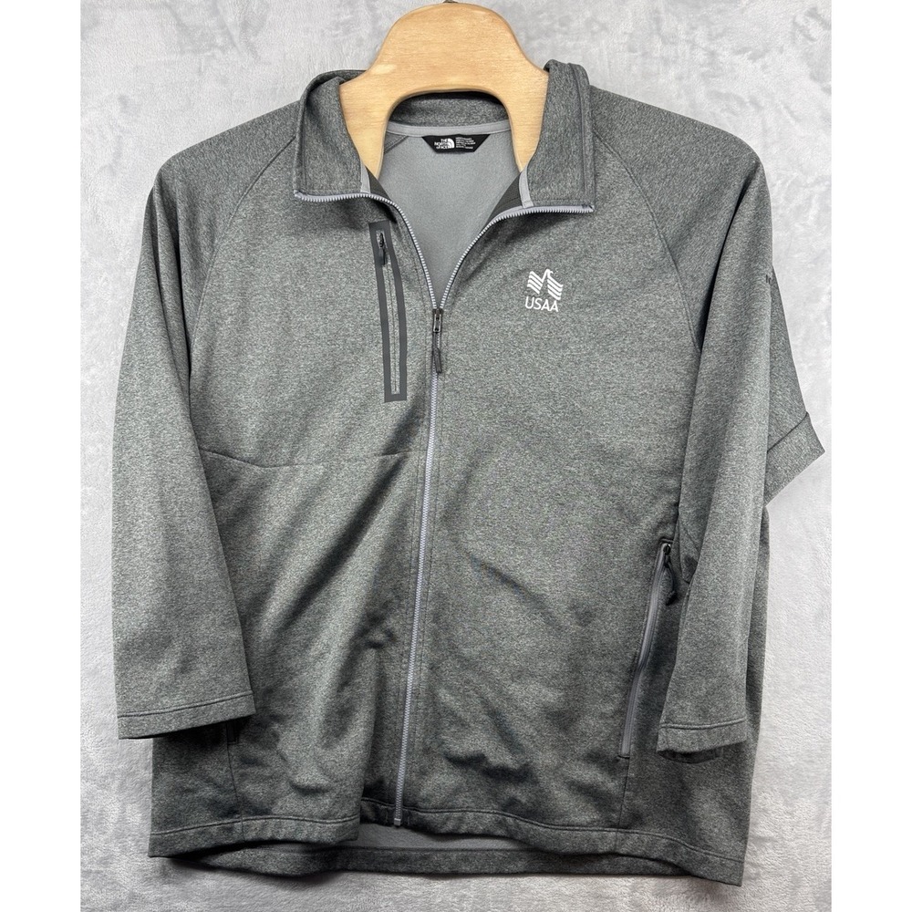 The North‎ Face USAA Logo Embroidered Gray Full-Zip Jacket Men's Size 2XL